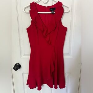 Juniors Red Dress with Ruffle Detailing